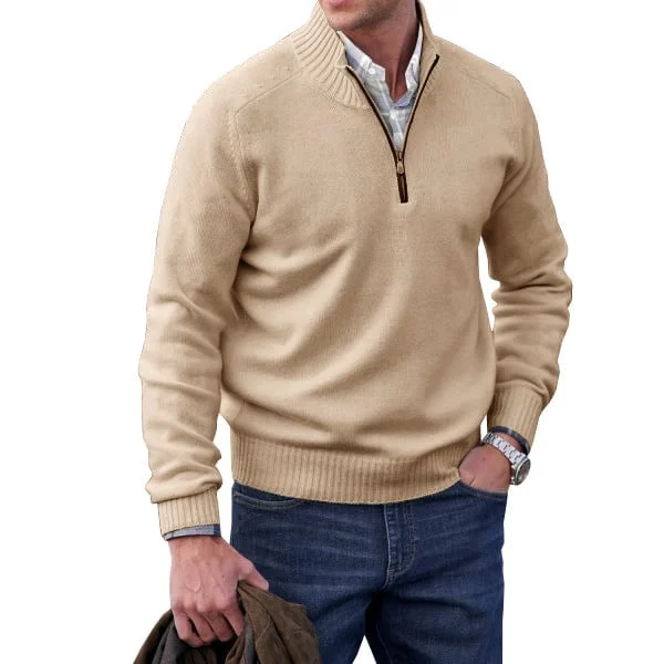 Men's Cashmere Zipper Basic Sweater